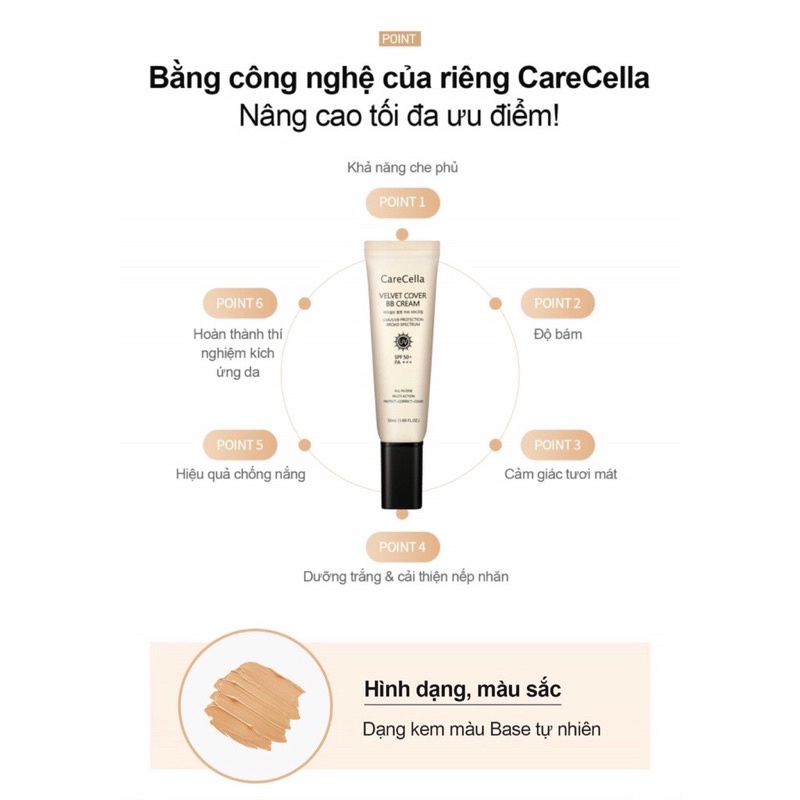 Kem Nền Trang Điểm CareCella Velvet Cover BB Cream 50ml