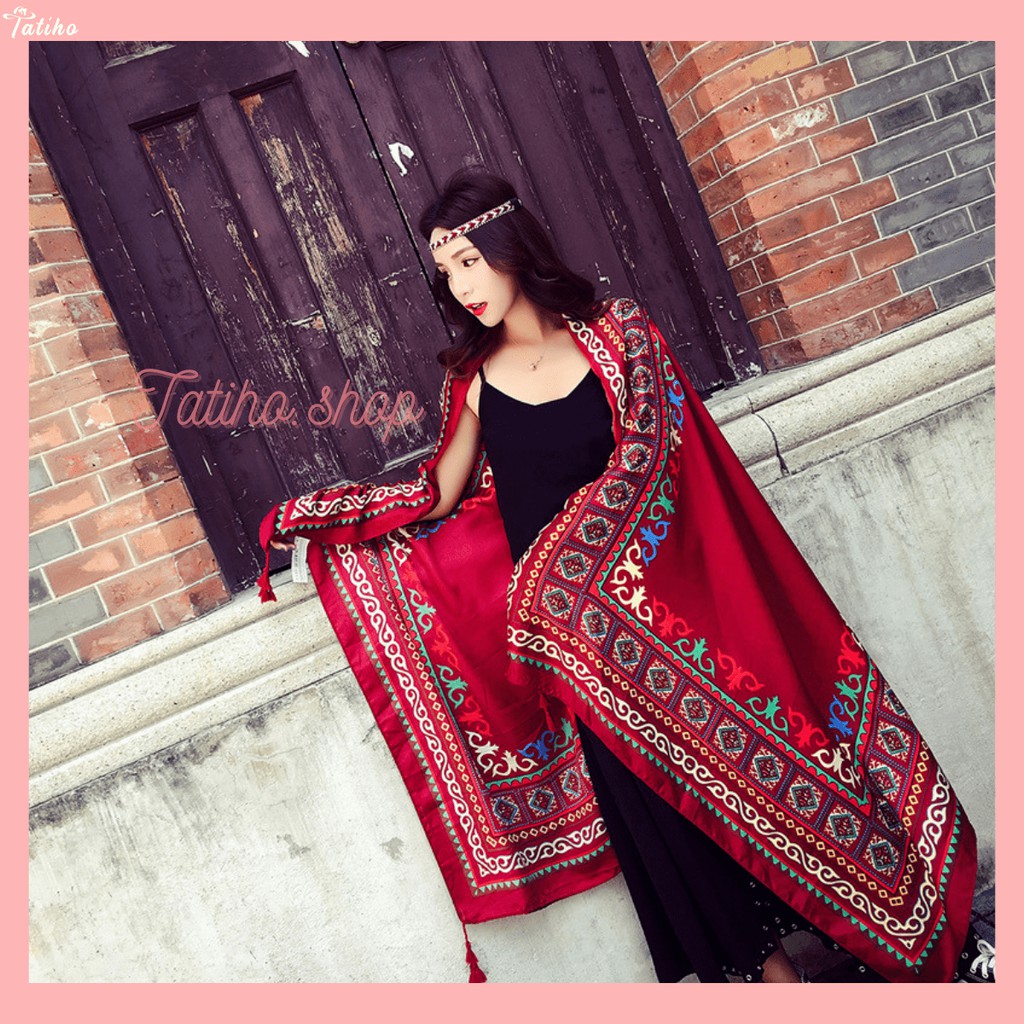 [Hàng Xịn, Giá Tốt] Khăn Choàng Cổ Boho Thổ Cẩm Du Lịch Biển Vintage - Chất Liệu Cotton - Size:90x180cm - Mã KC003