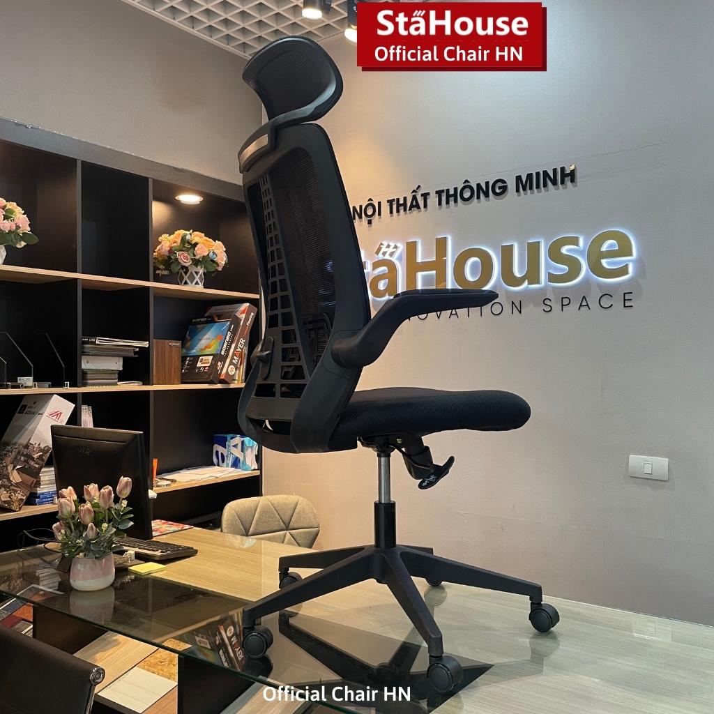 [NEW2022] Ghế Xoay Văn Phòng Làm Việc Tay Gập Tựa Đầu Ngả Lưng, Ghế Công Thái Học Stahouse Official Chair HN GVP601