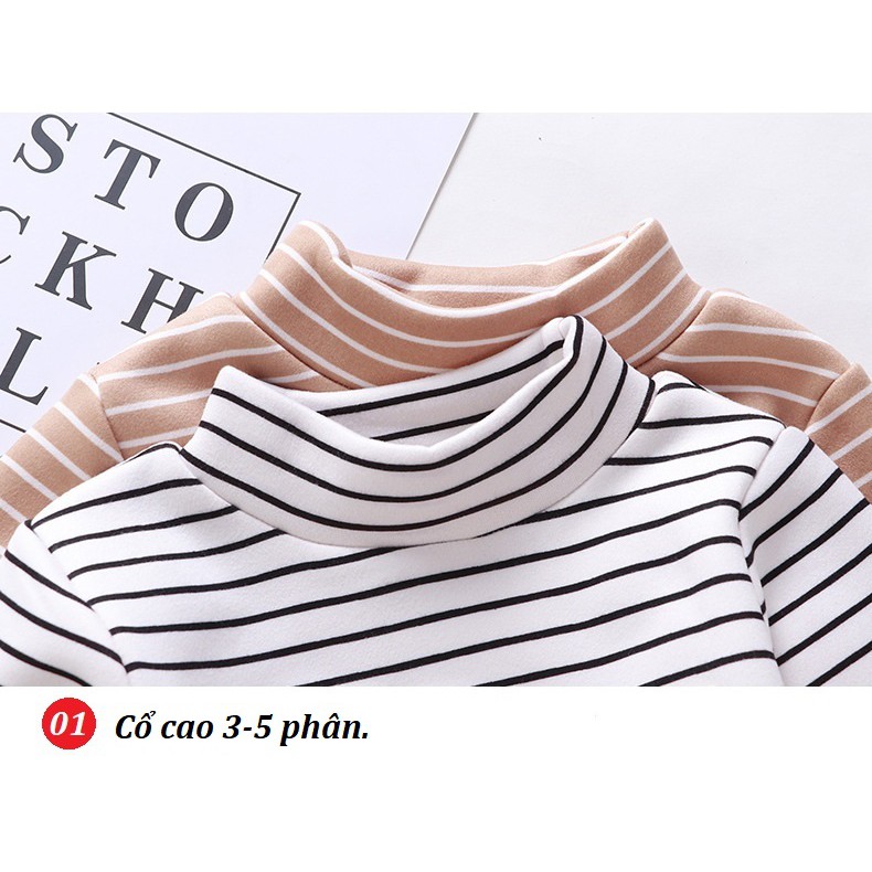 Áo nỉ dài tay, áo cotton thu đông kẻ ngang phong cách Hàn Quốc cho bé trai, gái