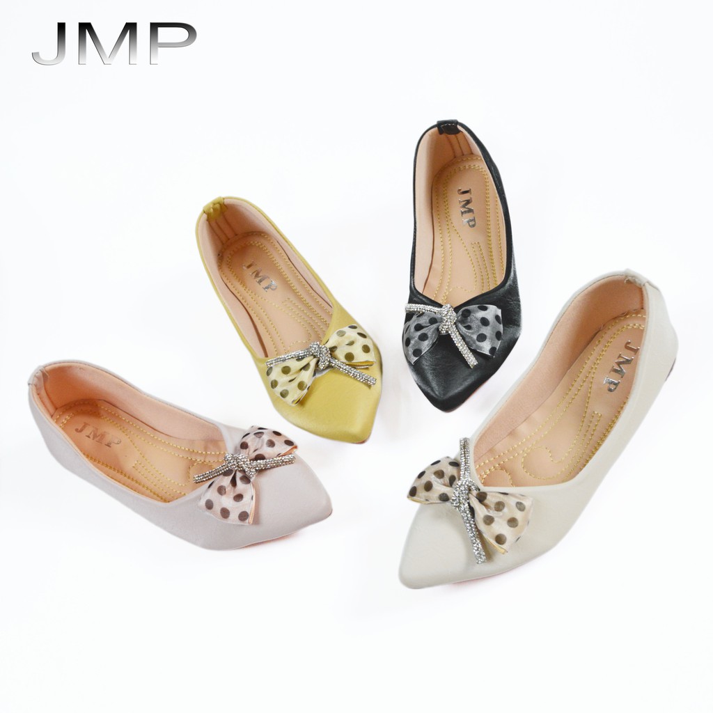 JMP - Giày Búp Bê Đế Bệt Đình Nơ Chấm Bi cao 1cm - CH174