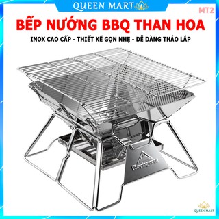 Bếp nướng than hoa không khói cao cấp MT2 – Bếp nướng BBQ gấp gọn du lịch, dã ngoại đủ cho 4-6 người 34x34cm - Q084