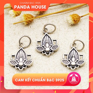 Charm bạc s925 hình nụ hoa sen size 13x20mm - Panda House