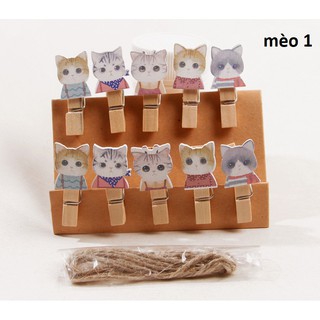 Kẹp gỗ treo ảnh hình Mèo