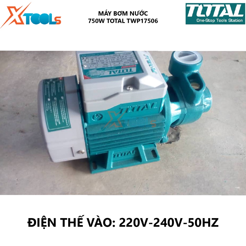 Máy bơm nước TOTAL TWP17506 Máy bơm nước dùng điện Công suất 750W (1HP) Chiều cao bơm 52m Độ hút sâu 8m bơm nước lên bồn