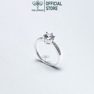 Nhẫn bạc TLJ đá lục trụ viền đá thuôn - Tleesilver bạc nguyên chất