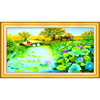 Tranh đính đá đầm sen VS128 - tự đính