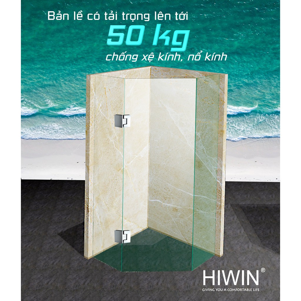 Bản lề cabin tắm 135 độ kính - kính cạnh thẳng mặt gương inox 304 HG-010 cân