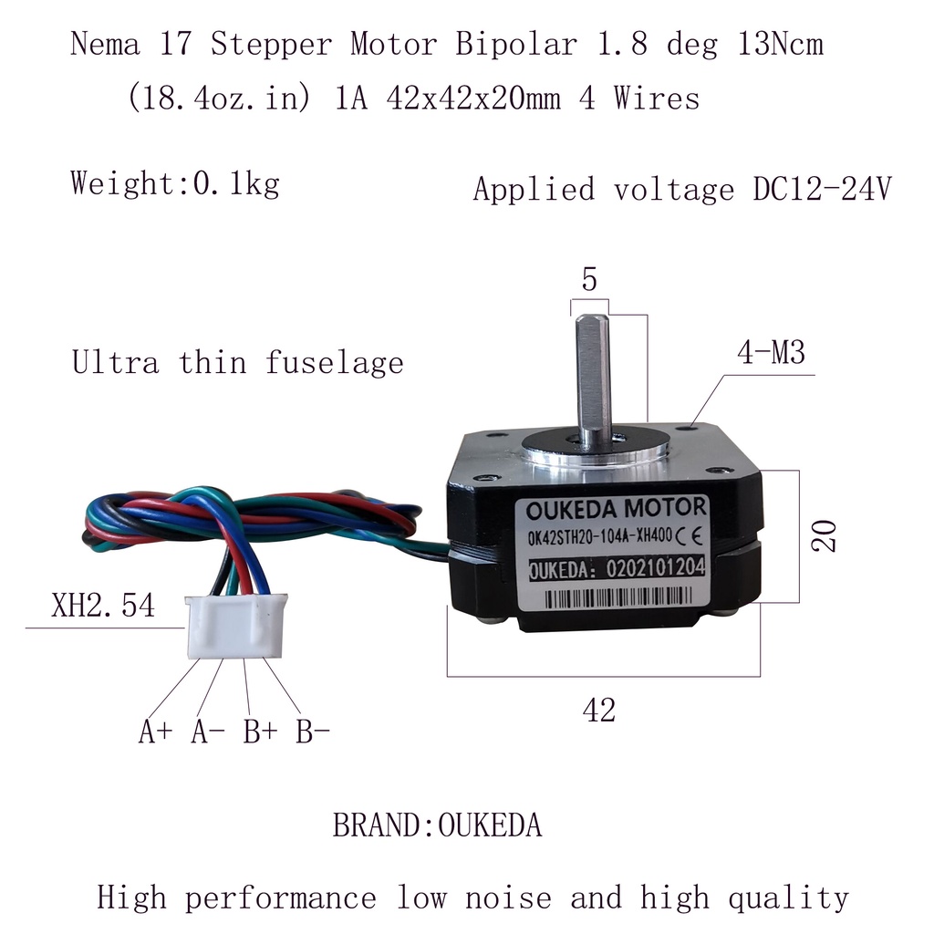 Động cơ đùn Voron-20mm,Nema17- 28mm gắn cho bộ đùn titan hoặc bondtech