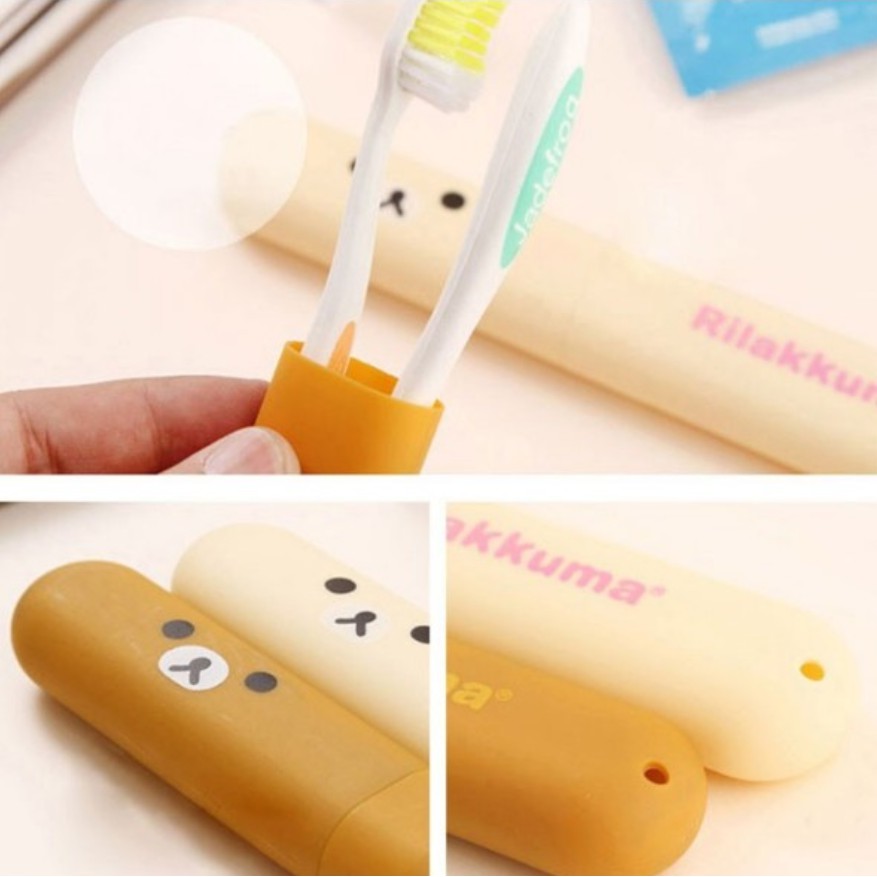 Hộp đựng bàn chải đánh răng du lịch hình gấu Rikurima nhựa ABS an toàn sức khỏe