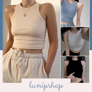 Áo croptop ba lỗ trơn cổ ngược chất thun gân ôm body CN120