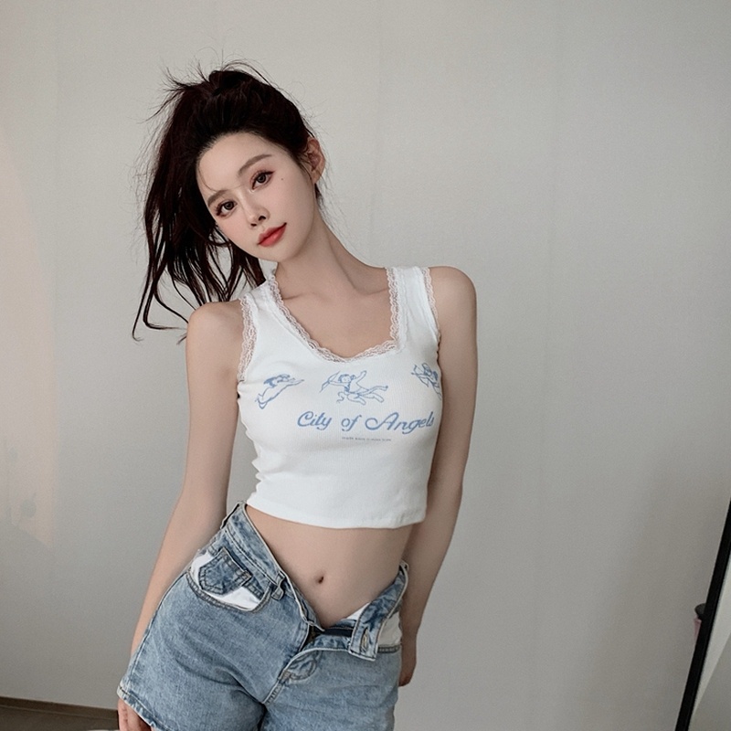 Áo Hai Dây Phối Ren Quyến Rũ Thời Trang Mùa Hè Cho Nữ