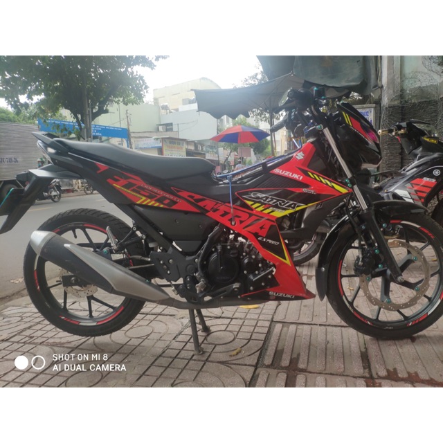 Tem rời Raider fi 2021 chữ satria f150 đen đỏ tặng tem dán xi nhan