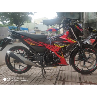 Tem rời Raider fi 2021 chữ satria f150 đen đỏ tặng tem dán xi nhan