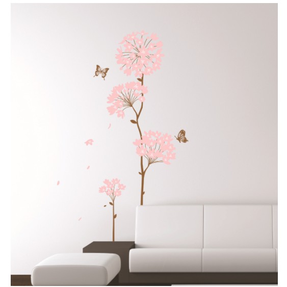 Decal trang trí tường Hoa và bướm