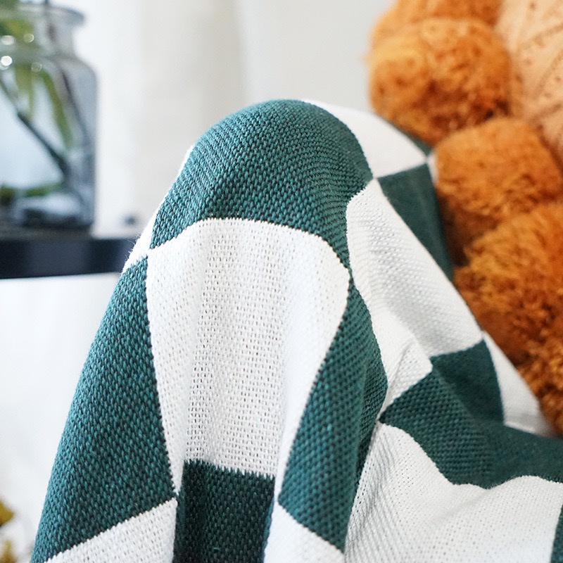 [ Loại 1 ] Khăn Thảm Phủ Sofa Caro Xanh Trắng chống bụi bẩn, Mền đắp thư giãn, Thảm Sofa Phòng Khách