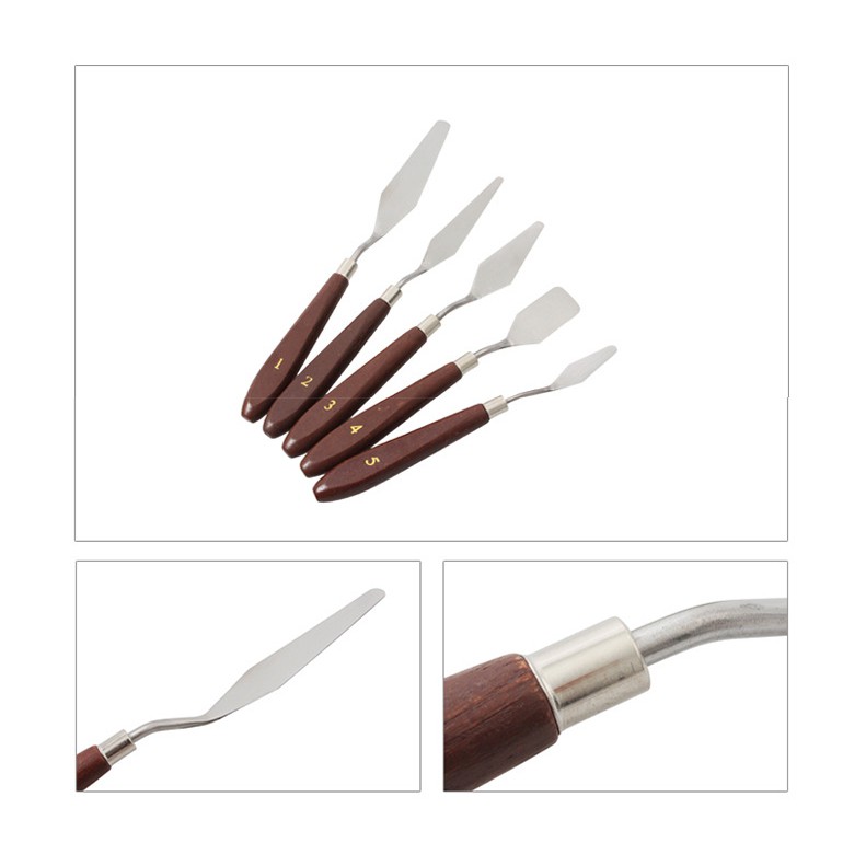 SeamiArt 5 Pcs. Stainless Steel Oil Painting Scraper Oil Painting