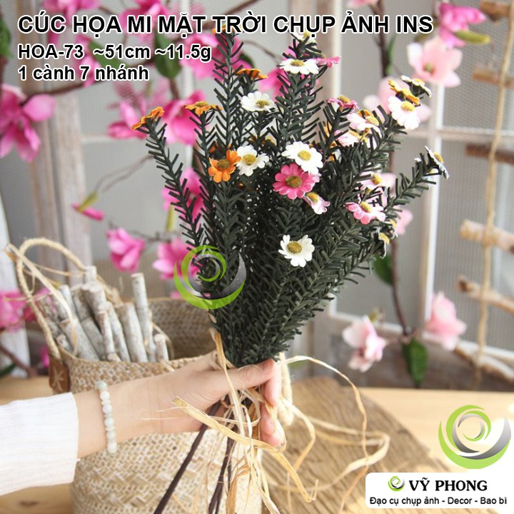 CÀNH HOA CÚC HỌA MI MẶT TRỜI TRANG TRÍ ĐÁM CƯỚI ĐẠO CỤ CHỤP ẢNH SẢN PHẨM INS HOA-73