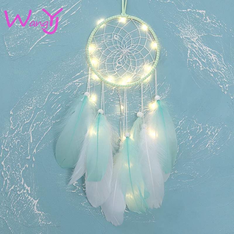 Dreamcatcher Thiết Kế Đơn Giản Có Đèn LED Trang Trí Xinh Xắn