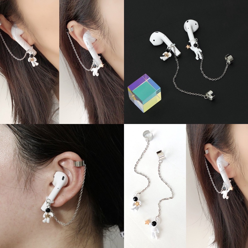 Kẹp xích gắn tai nghe không dây chống thất lạc hình phi hành gia xinh xắn