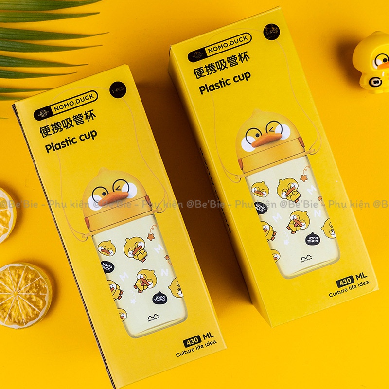 Bình nước in hình vịt siêu cưng, Bình đựng nước học sinh Nomo Duck BeBie - BP504