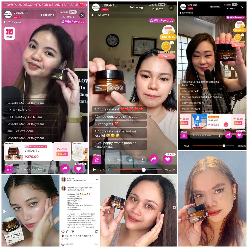 Kem dưỡng mắt Vibrant Glamour Retinol làm giảm nếp nhăn/ giảm quầng thâm làm sáng ẩm cho da 0.7FL.OZ/20g | BigBuy360 - bigbuy360.vn