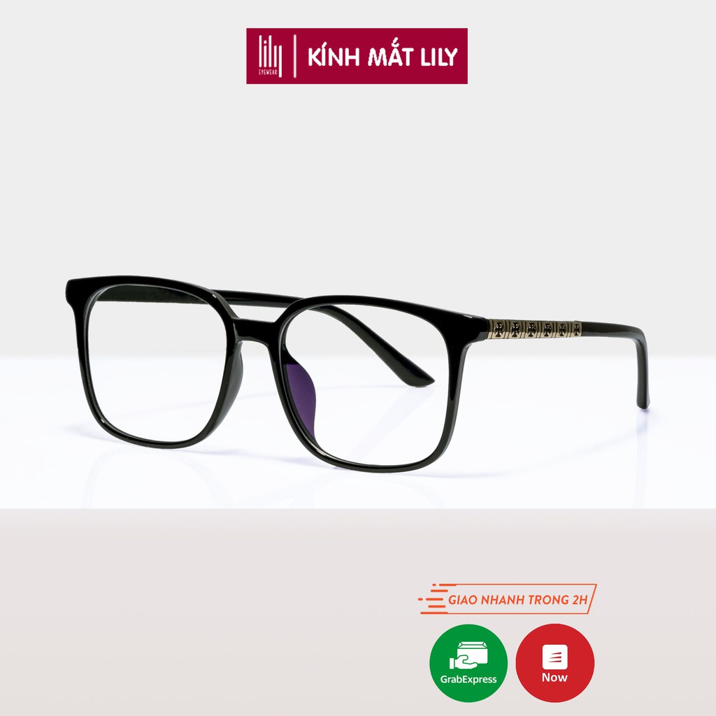 Gọng kính cận nam nữ Lilyeyewear mắt vuông chất liệu nhựa càng kim loại cứng cáp 539