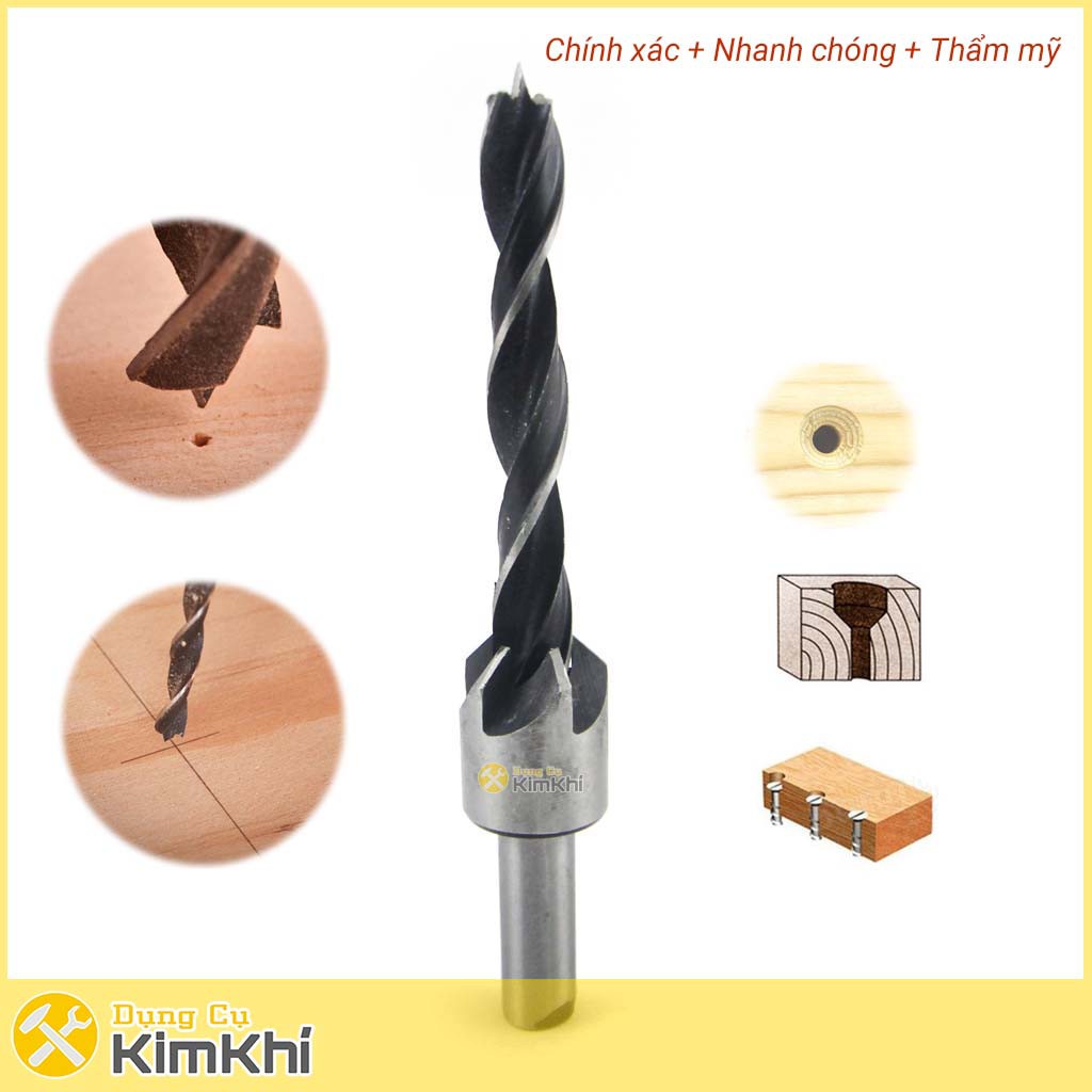 Bộ mũi khoan gỗ bắt âm mũ vít đầu đinh cỡ 3-10mm