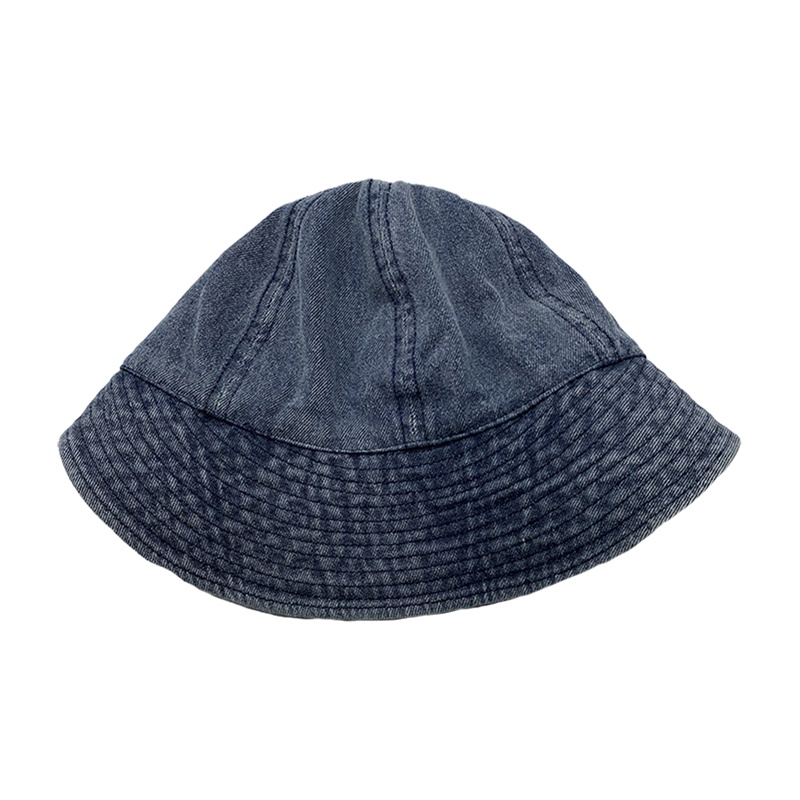Mũ Bucket Che Phủ Mặt Chất Liệu Denim Màu Xanh Dương Đậm Cho Nam Nữ