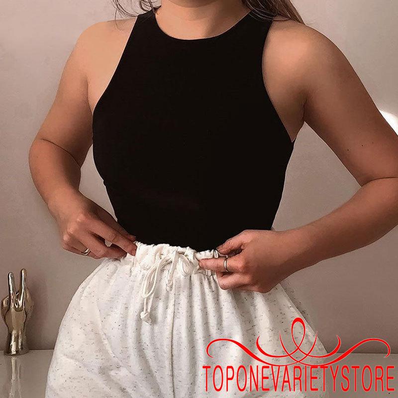 TOPQ-Women Solid Color Summer Slim Fit Sleeveless Slimming Base Bodysuit | BigBuy360 - bigbuy360.vn