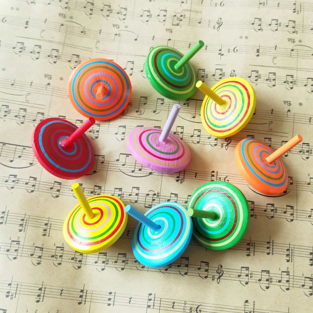 Đồ chơi con quay gỗ, con quay nhựa, cù quay có nhạc và đèn led quay tít siêu vui nhộn cho bé 💖