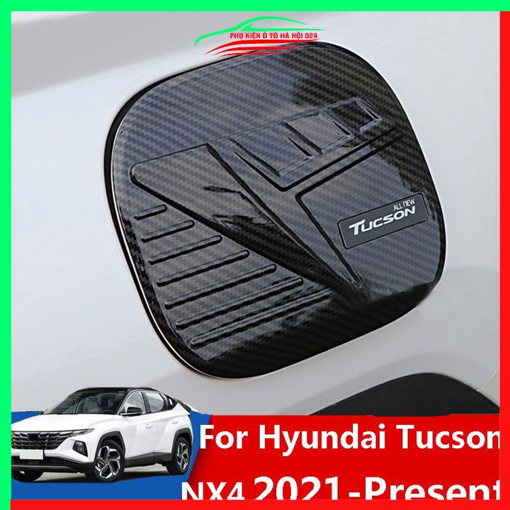 Ốp nắp xăng Tucson 2022-2023 vân cacbon bảo vệ chống trầy trang trí ô tô