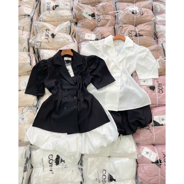 SET ÁO VEST CỘT EO MIX CHÂN VÁY XẾP LY 2 MÀU (kéo xuống xem video, ảnh thật) | BigBuy360 - bigbuy360.vn