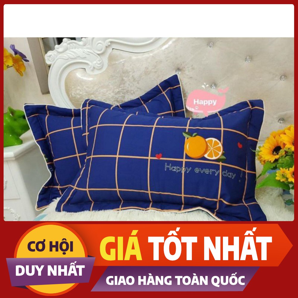 Đôi vỏ gối đầu cotton Hàn Quốc loại dày đẹp có lót bông - kích thước 45cmx65cm