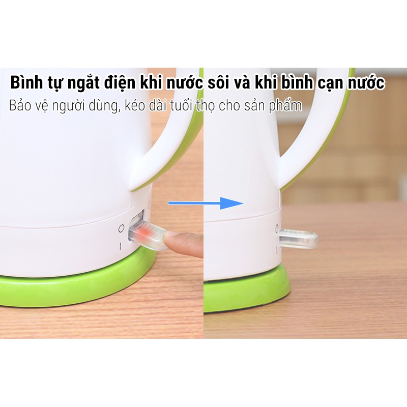 Bình đun siêu tốc Delites Xanh lá 1.7 lít