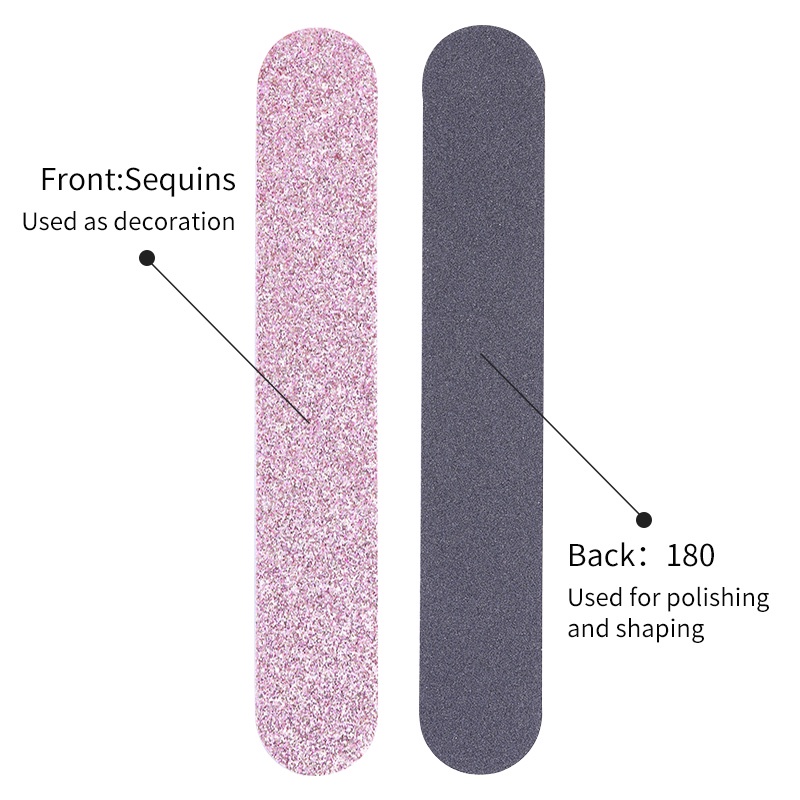 Cây dũa móng tay UR SUGAR đính kim tuyến màu bạc/hồng