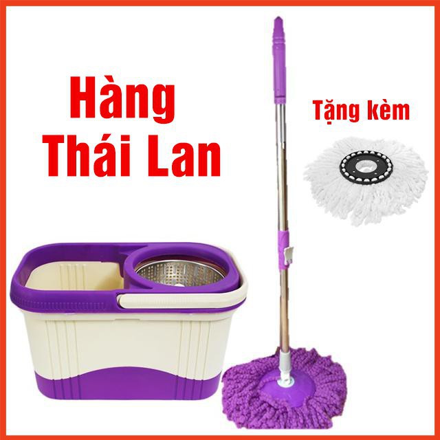 Bộ chổi lau nhà 360 độ công nghệ Thái lan có bánh xe kèm bông lau,bộ chổi lau nhà hưng huê