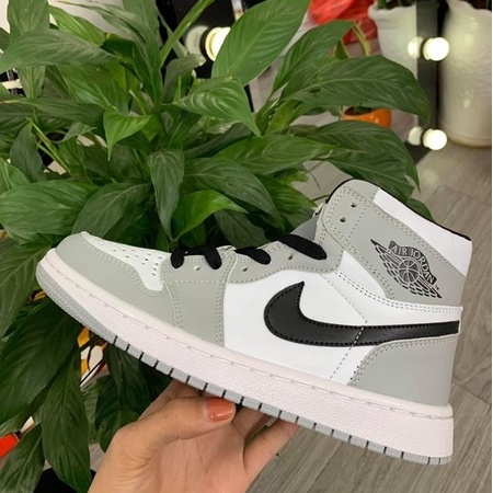 Giày thể thao Jordan 1 xám cao cổ móc đen smoke grey nam nữ cao cấp