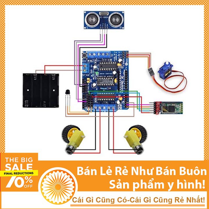 Anasa Combo Bộ Xe Robot Thông Minh Điều Khiển Qua Bluetooth Hồng Ngoại - Smart Car KIT Arduino 3 Anasa