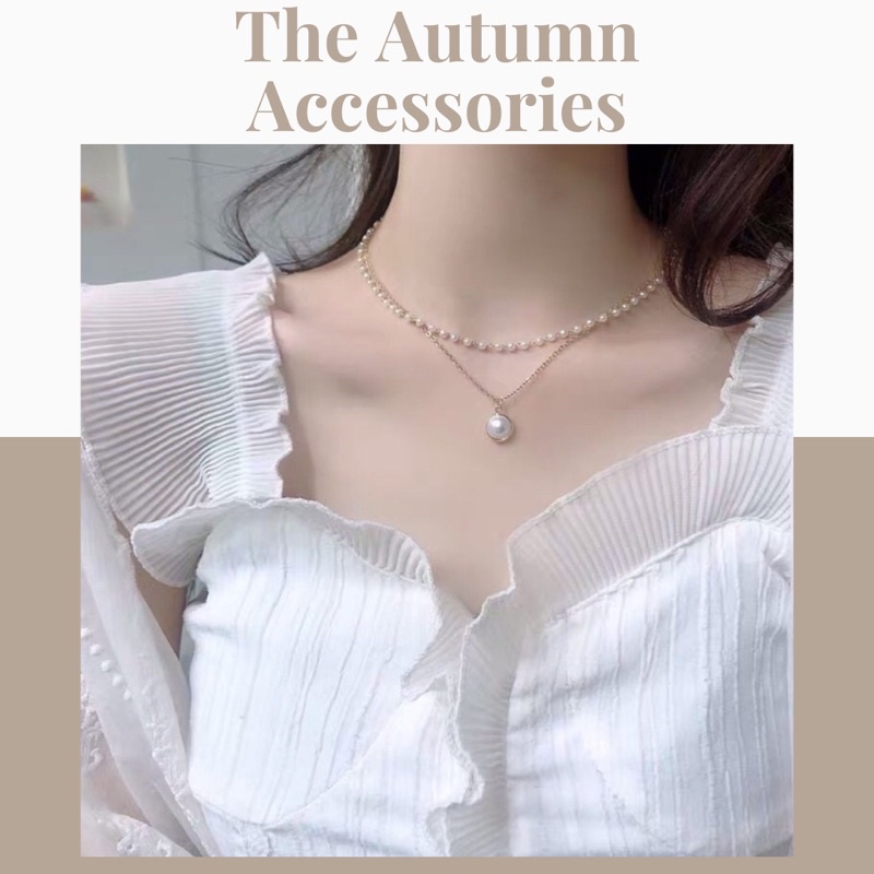 Dây chuyền 2 dây mạ vàng đính ngọc trai nhân tạo The Autumn Accessories - DC01