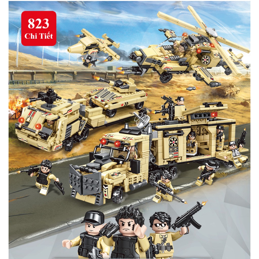 [823 CHI TIẾT] ĐỒ CHƠI XẾP HÌNH LEGO OTO SWAT, LEGO Cảnh Sát, LEGO ROBOT, LEGO TRỰC THĂNG