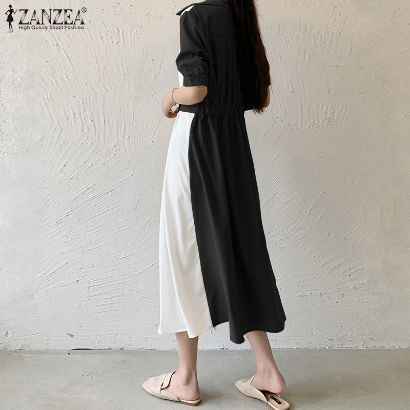 Đầm ZANZEA ngắn tay cổ chữ v thời trang nữ tính