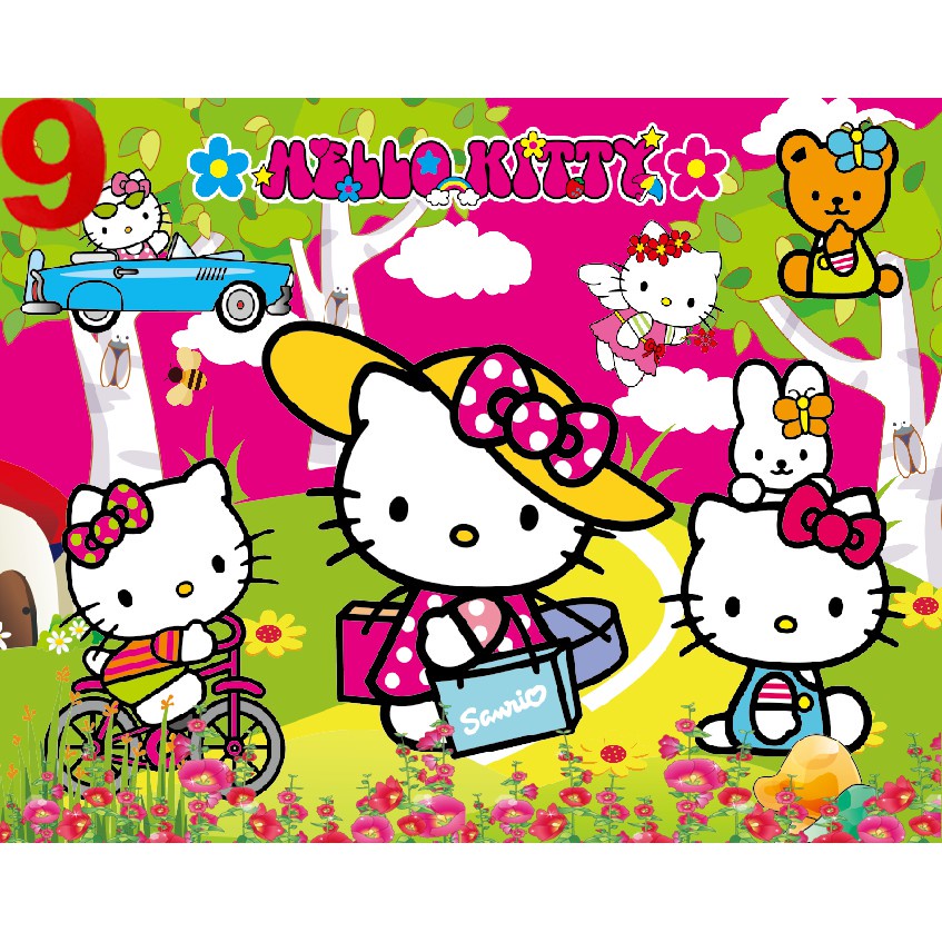 Tranh Xếp Hình Mèo Kitty 40 60 80 100 120 200 Mảnh Gỗ, Ghép Hình Cho Bé Gái Từ 3 Tuổi