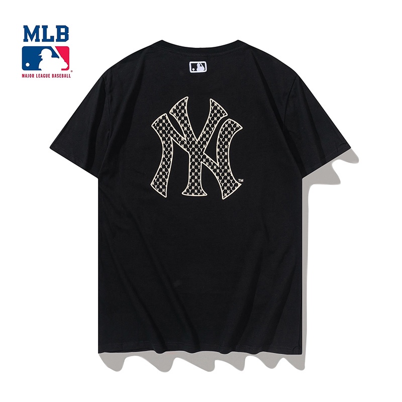 Mlb Áo Thun Tay Ngắn Thêu Họa Tiết Ba Chiều Đơn Giản Cổ Điển Thời Trang Cho Cặp Đôi