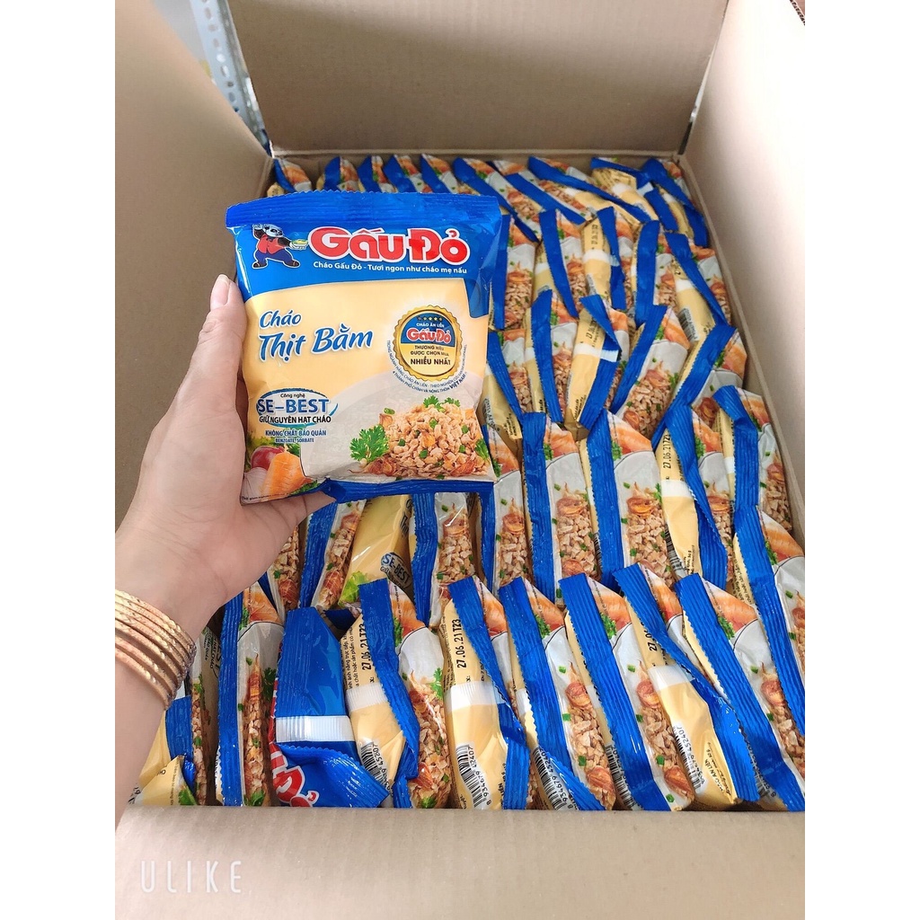 Thùng 50 Gói Cháo Thịt Bằm Gấu Đỏ 50g