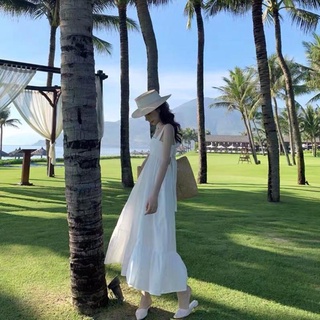 Váy 2 dây cột nơ sau siêu xinh, dễ thương, dáng suông, chất mịn mát, mặc đi biển, đi chơi mb
