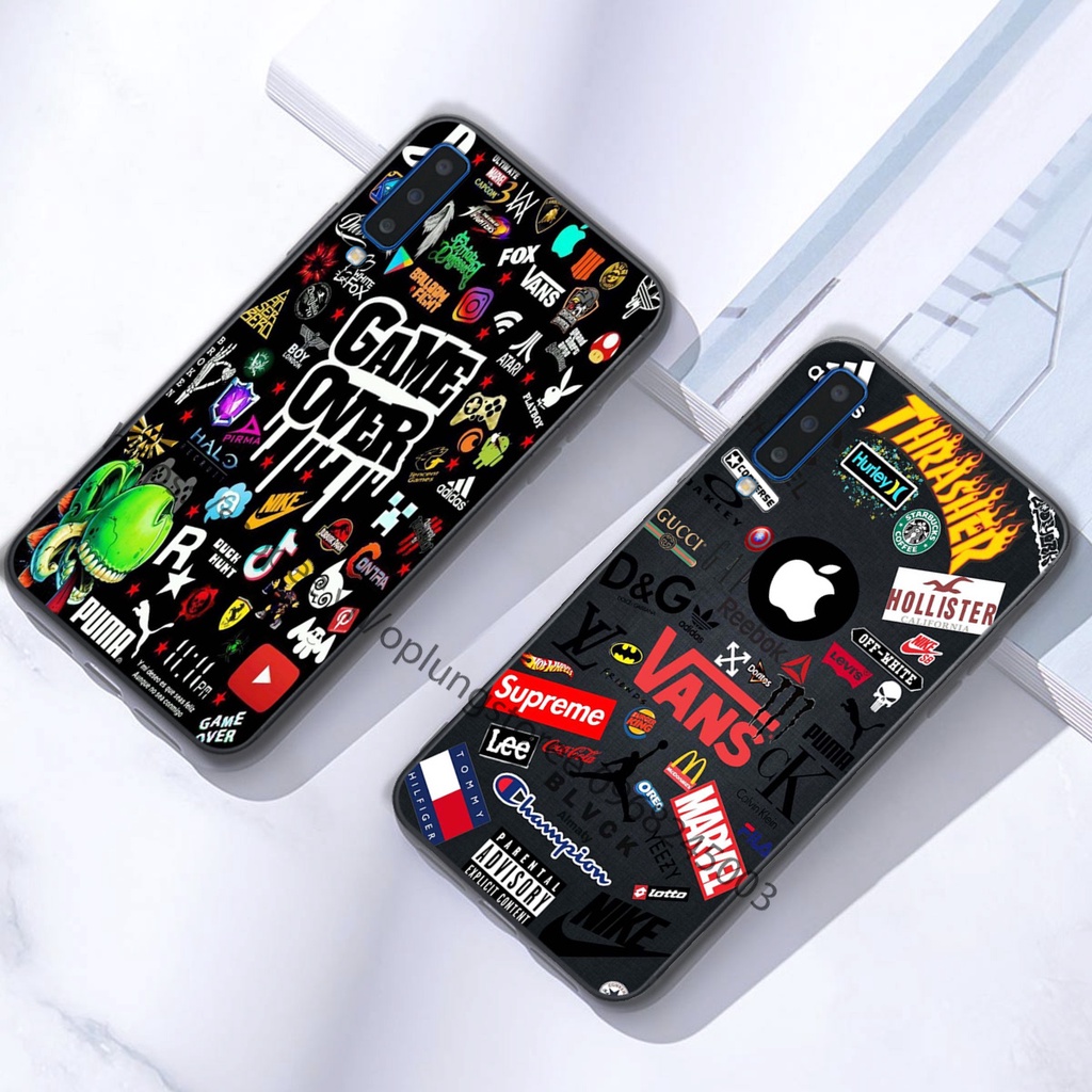 Ốp lưng Samsung A7 2018/A9 2018 in hình thương hiệu thời trang đa sắc cá tính.