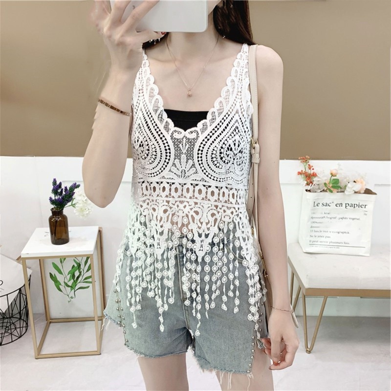 Áo Kiểu Nữ Cộc Tay Cổ Chữ V Phối Ren Hoa Thời Trang