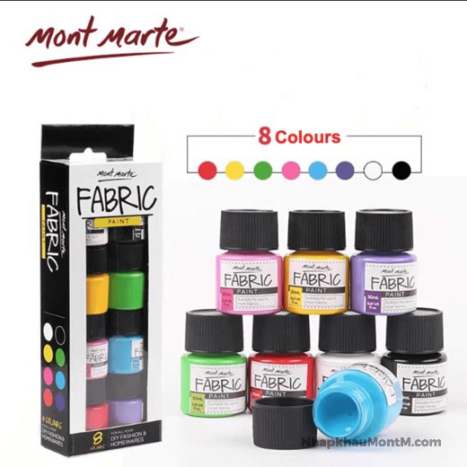 Màu vẽ vải Mont Marte - Fabric Paint 8 màu 20ml ( Hàng Chính Hãng )