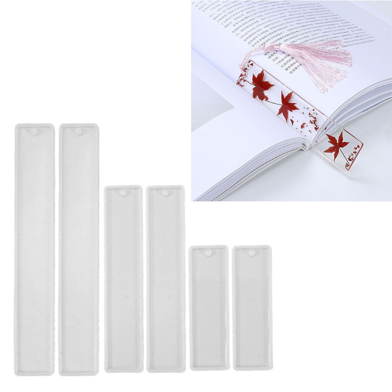 Set 6 khuôn silicone làm thẻ đánh dấu sách hình chữ nhật